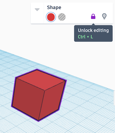 Locking a Tinkercad object in place
